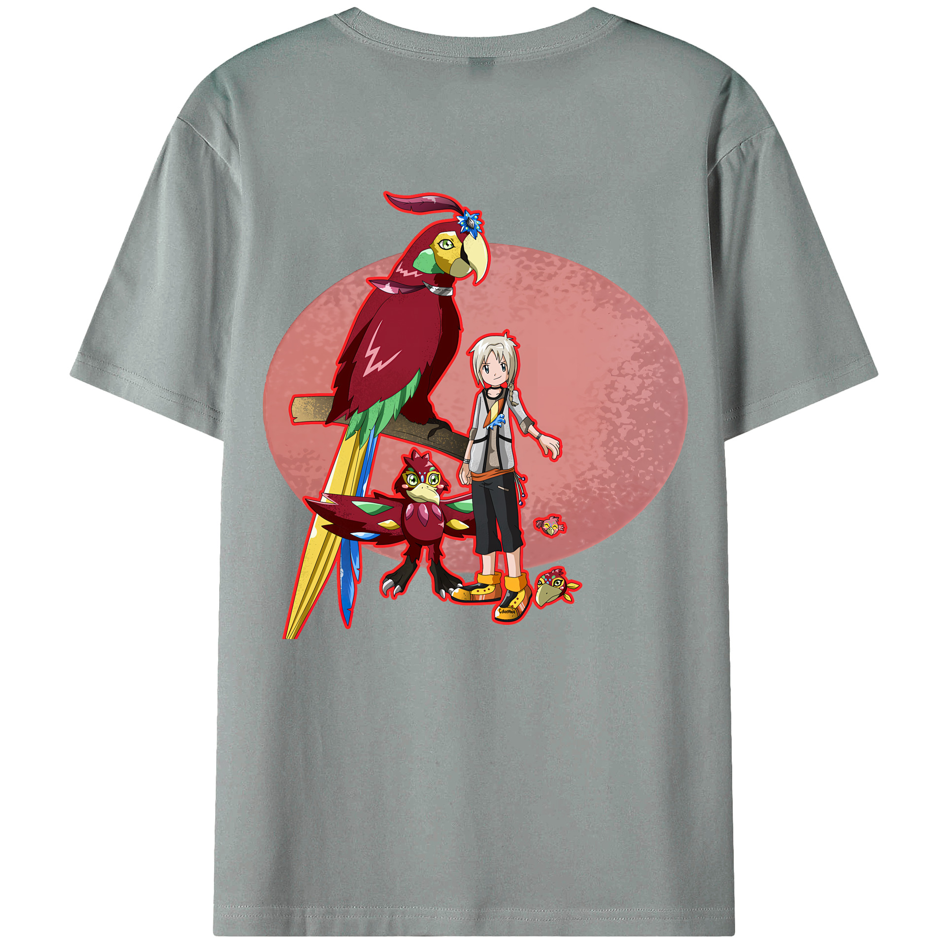 （画像用） Digimon デジタルモンスター/デジモン 綿100％ メンズ半袖Tシャツ（バックプリント） 通気性